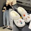 Fashion Winter Women Platform Plush Cartoon Slippers Woman Furry Thick Bottom Slides Girls Heighten Garden Shoes Female Hole Shoes 5