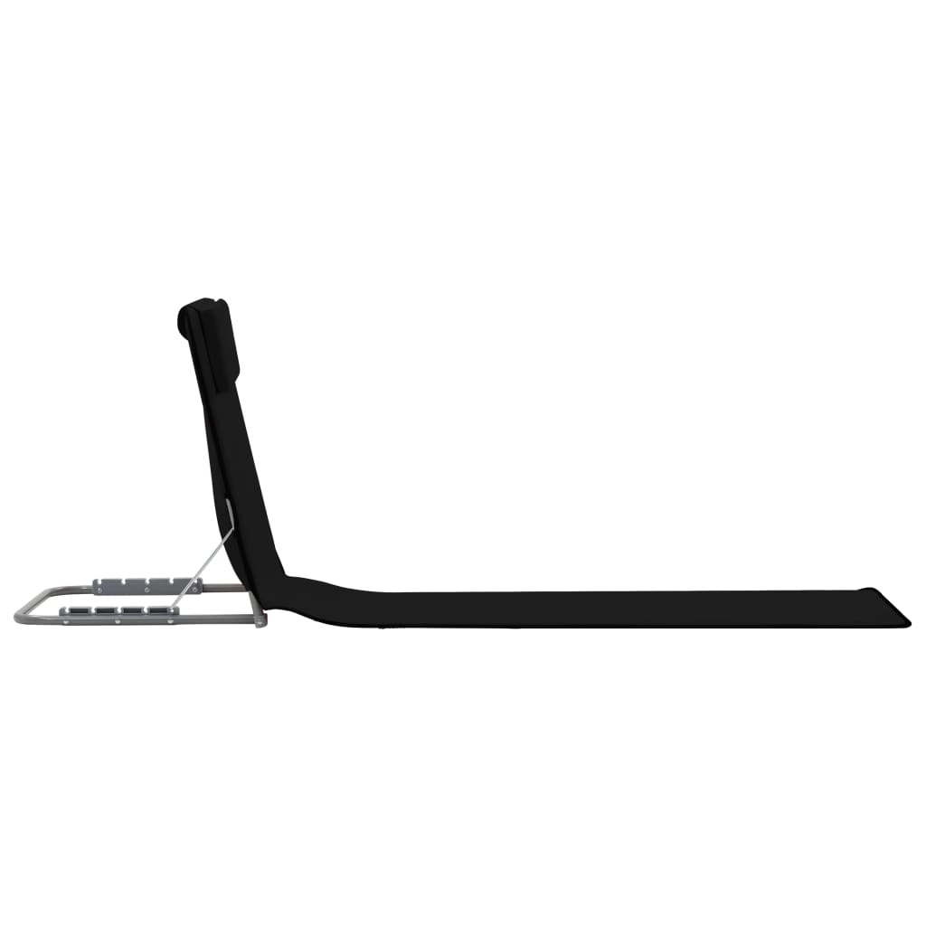 Folding Beach Mat Set 2 pcs Steel and Fabric Black