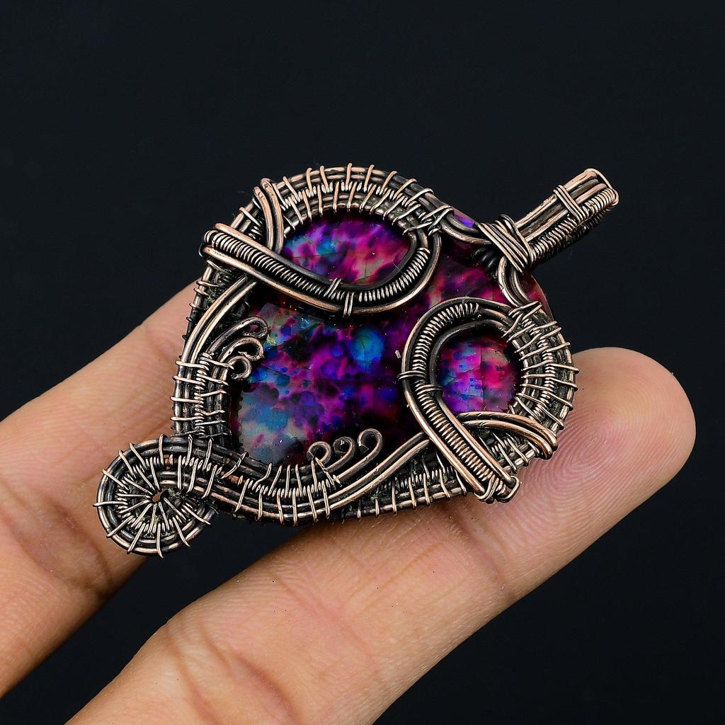 Multi Flash Labradorite Pendant, 999 Copper Wire Wrapped Jewelry, Handmade Pendant Gemstone Jewelry, Gifts For Wife Brand New Pendant