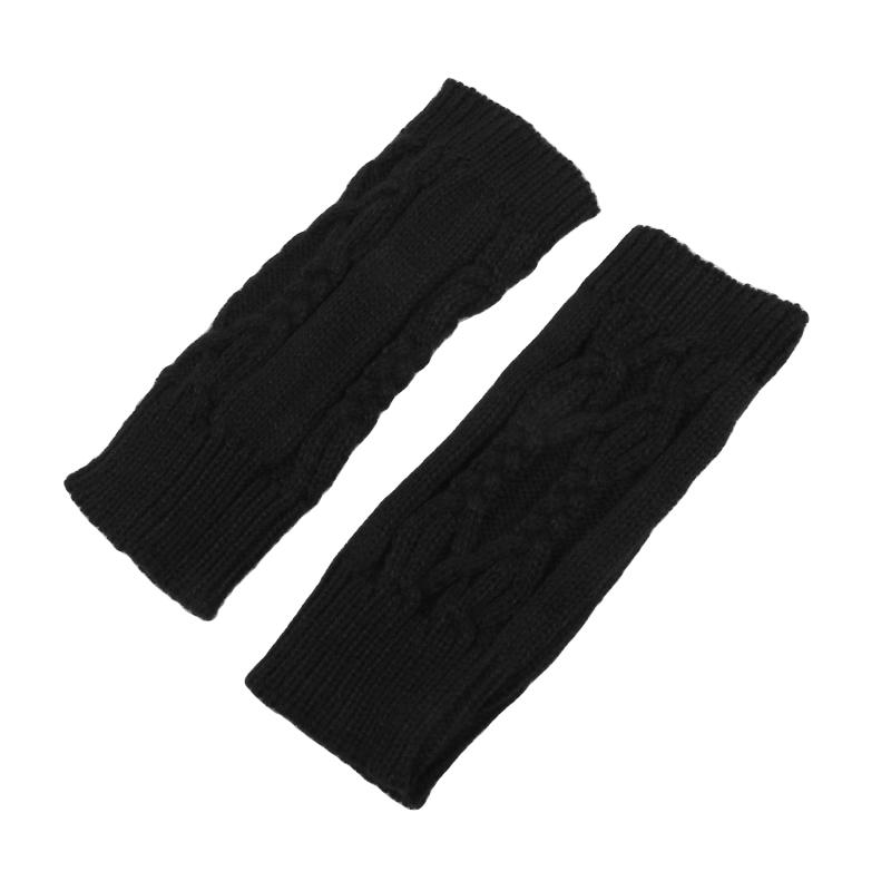 1 пара зимних вязаных перчаток без пальцев, теплые однотонные полуварежки, короткие вязаные варежки для женщин и мужчин