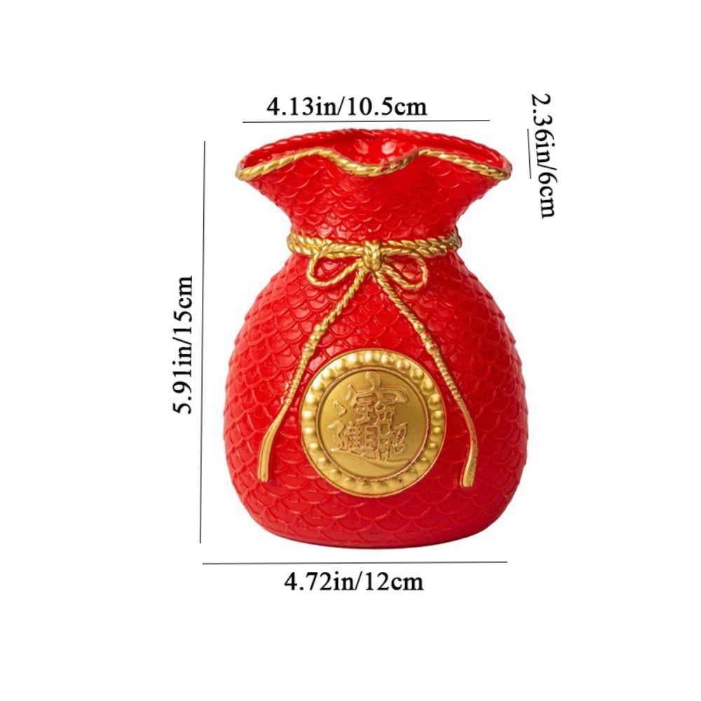 Chinese Style Blessed Bag Flowerpot Vase Red/Gold Flower Arrangement Vase  Living Room