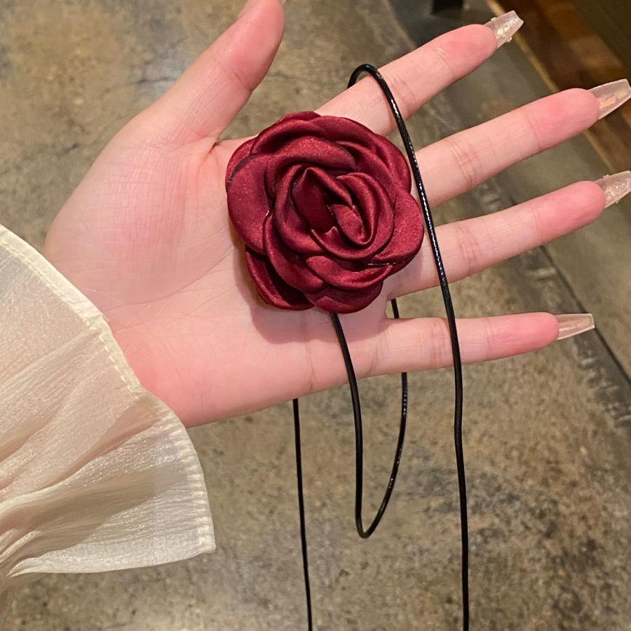 Французское ретро ожерелье с розой и дизайном из атласного бархата для волос