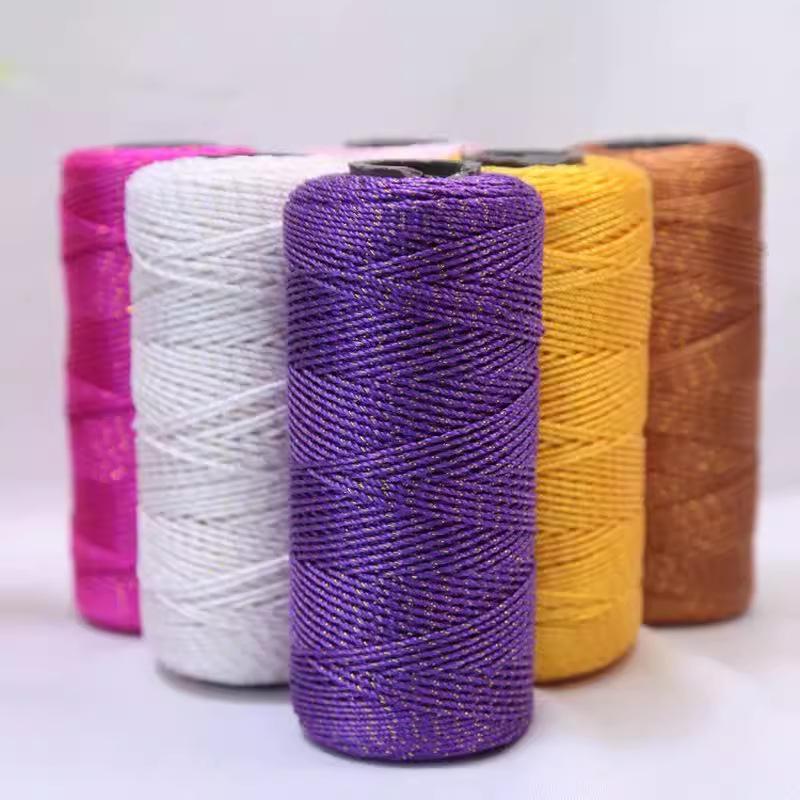 Ice Silk Thread Three-Strand Plywood Thread Hand-Woven Hook Bag Hat Car Seat Cushion Cup Cover Hook Slipper Bright Silk Thread