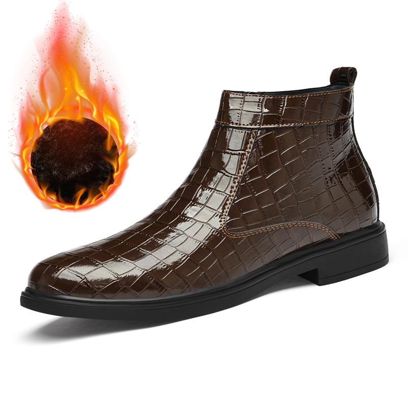 Модные зимние бархатные ботинки челси на платформе для мужчин, роскошный бренд, деловые, формальные, высокие, кожаные туфли, мягкая подошва, удобная рабочая обувь