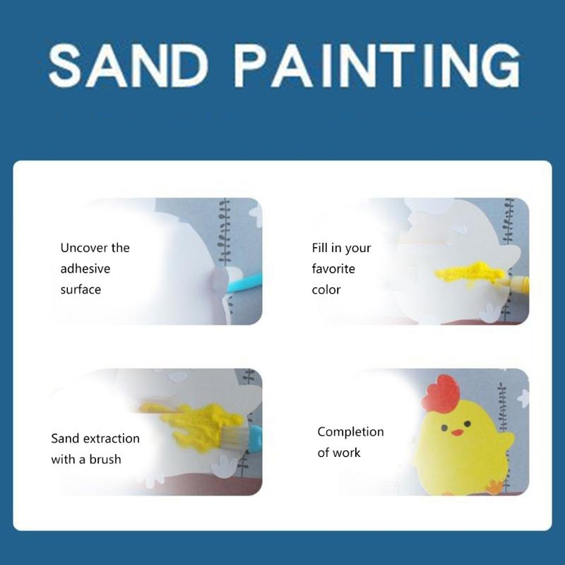Colorful Sands Art Picture Kits for Kids Handmade Sands Draw Craft Set Birthday Present Colored Sands Painting Accessories