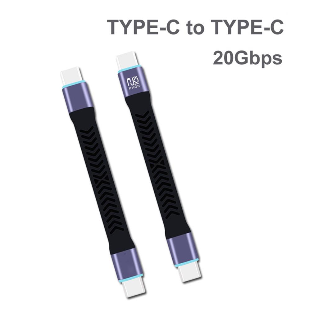 Короткий кабель USB-C - Type-C 10 см 20 Гбит/с Быстрая передача данных Высокоскоростной мягкий зарядный шнур Алюминий+никелевое покрытие