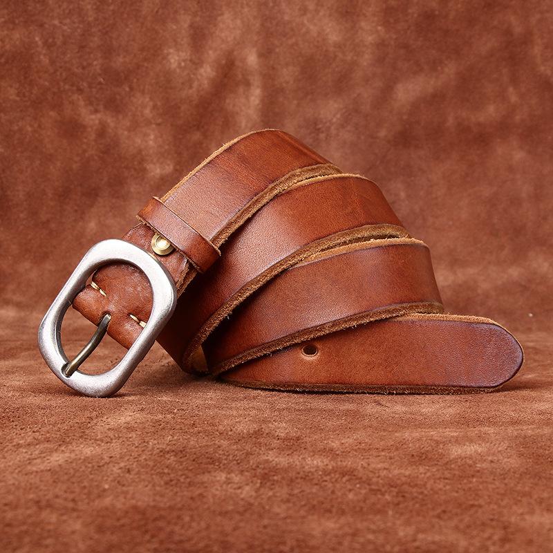 Ami Kaji Американский ретро утолщенный мужской ремень со скошенным краем мужской ремень из натуральной кожи первого слоя из воловьей кожи из нержавеющей стали для мужчин