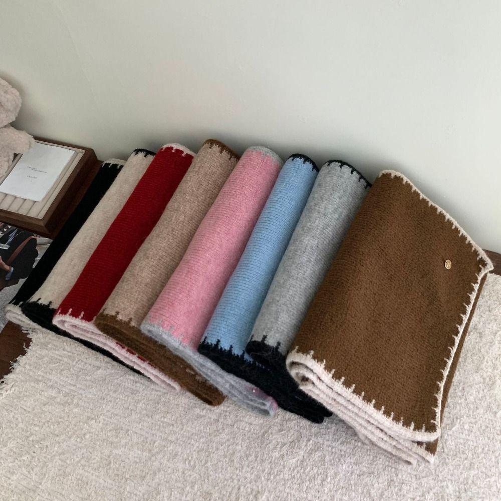 Color Matching Knit Scarf Cold-proof Neck Warmer Luxury Skiing Motorcycle Scarf  Women Men