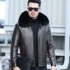 Куртка из натуральной кожи для мужчин, куртка из овчины с утолщенным мехом, универсальная повседневная кожаная куртка для папы, мужская куртка из натуральной кожи