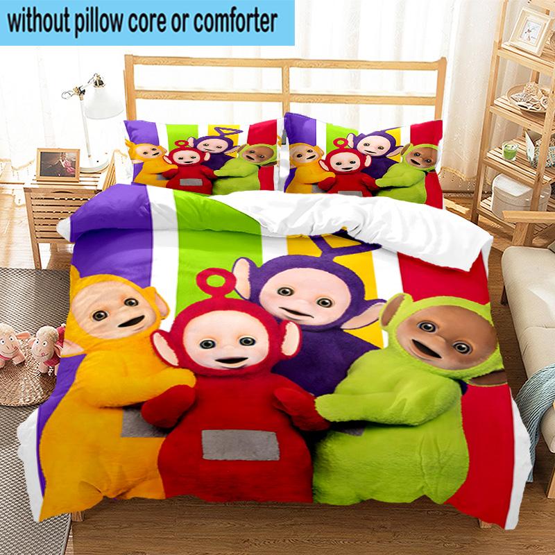 3PCS Tele-tubbies Celebration 3pcs Bedding,Including 3PCS Duvet Cover And 2pcs Pillowcases Perfect for Christmas,Ideal for Bedroom, Dormitory