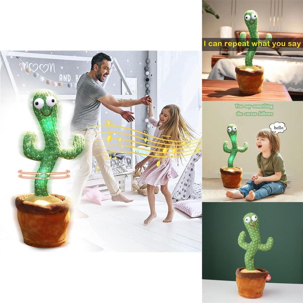 Charming Electronic Shake Body Dancing Cactus Plush Toy With Learning Speaking Feature