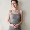 Кашемировый серый топ-майка на тонких бретелях для женщин - Приталенный крой, Теплый шерстяной жилет для весны, осени, зимы
