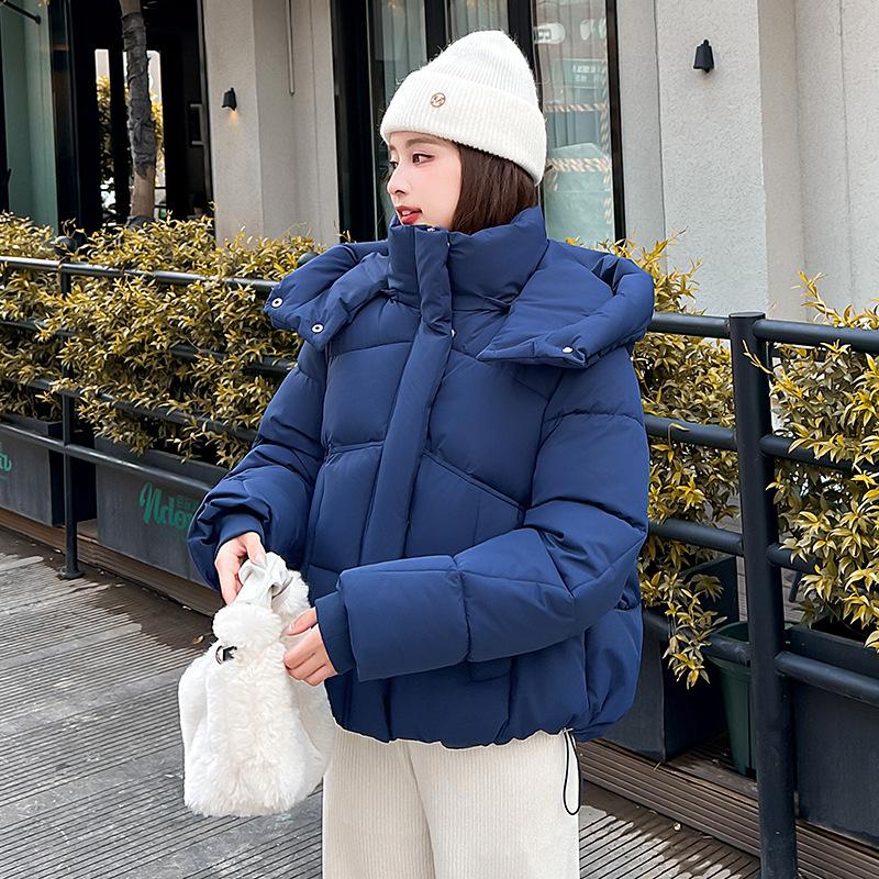 Осень-зима, утепленная теплая парка, женская повседневная милая однотонная Свободная куртка с капюшоном и большим карманом, верхняя одежда