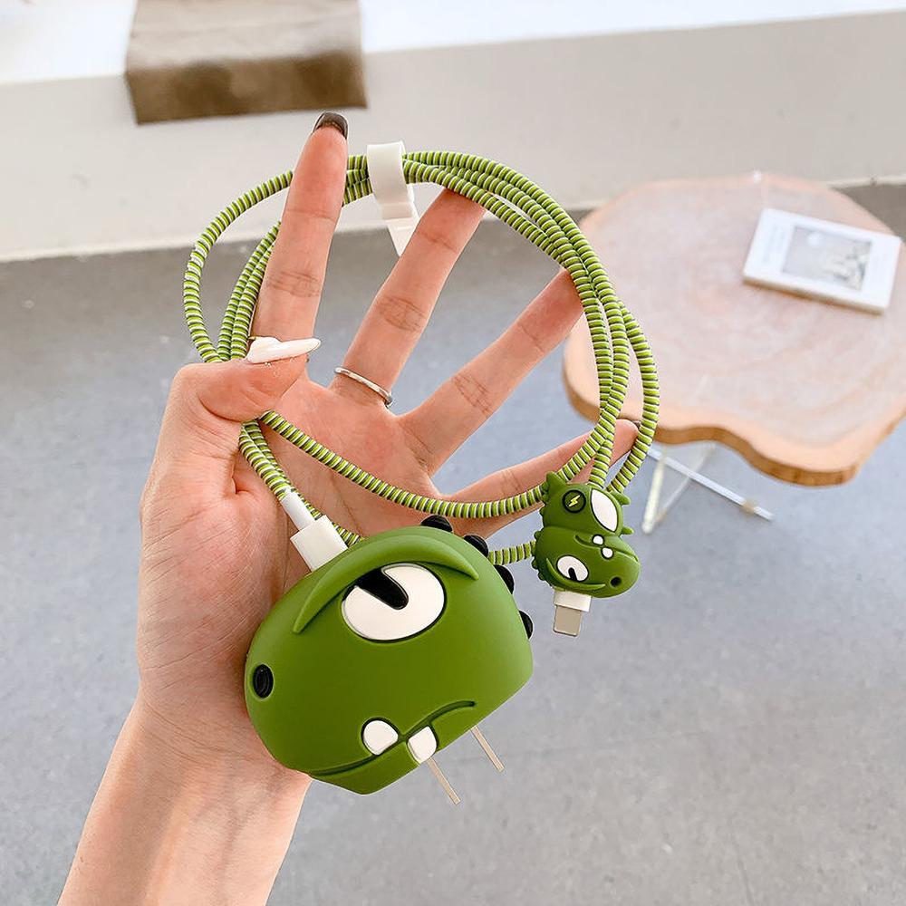 Applicable To Apple Data Cable Protective Cover Charger 18-20W Anti-breakage Winder Cute Flower Animal Advanced INS Style