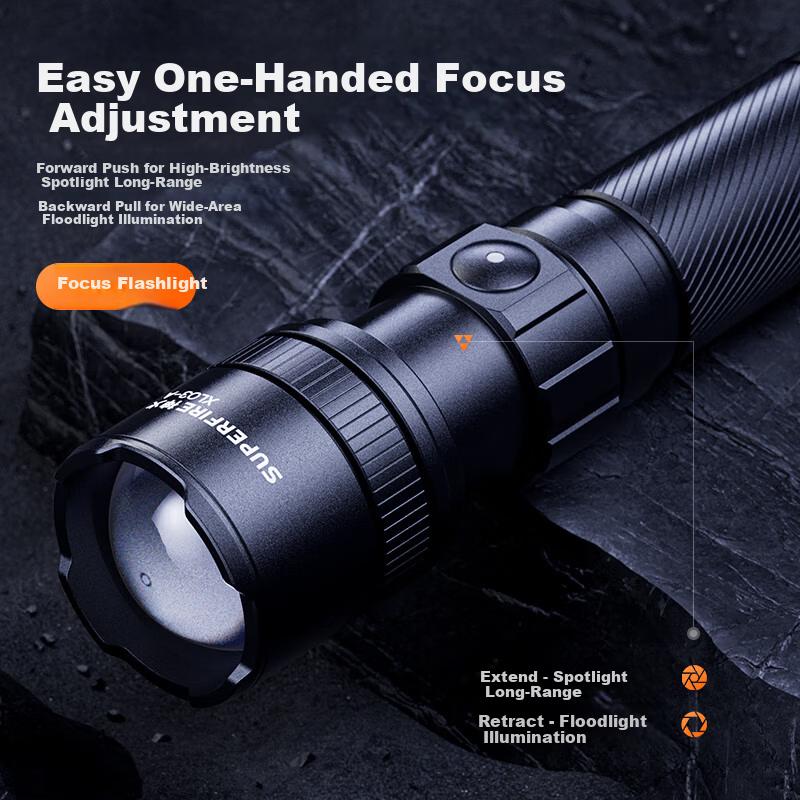 SupFire High Brightness Flashlight Zoomable Laser Long Range Compact Portable Home Use Long Battery Life Outdoor Patrol Emergency Light
