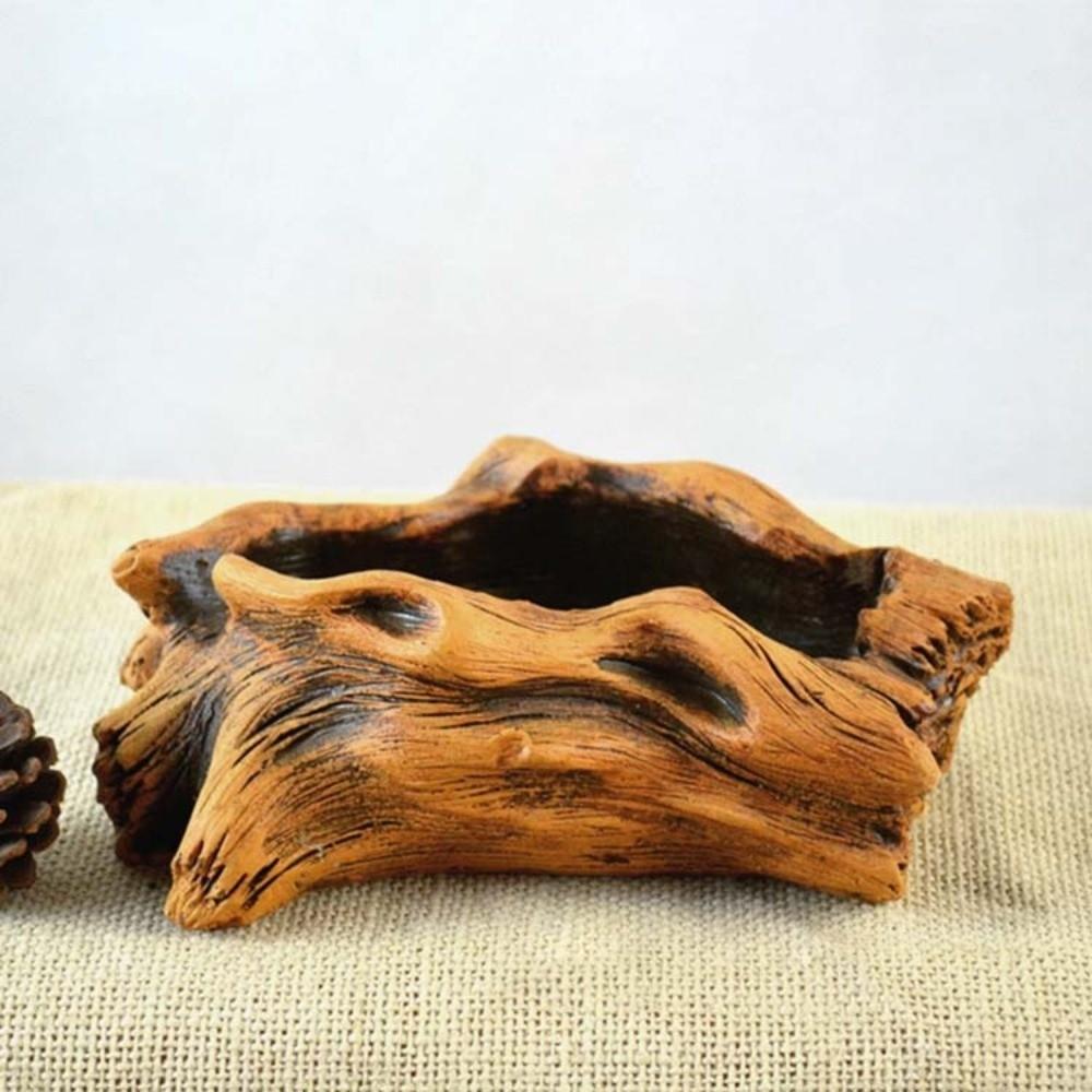 Home Decoration Imitation Wood Flowerpot Cement Pile Log Planter Gardening