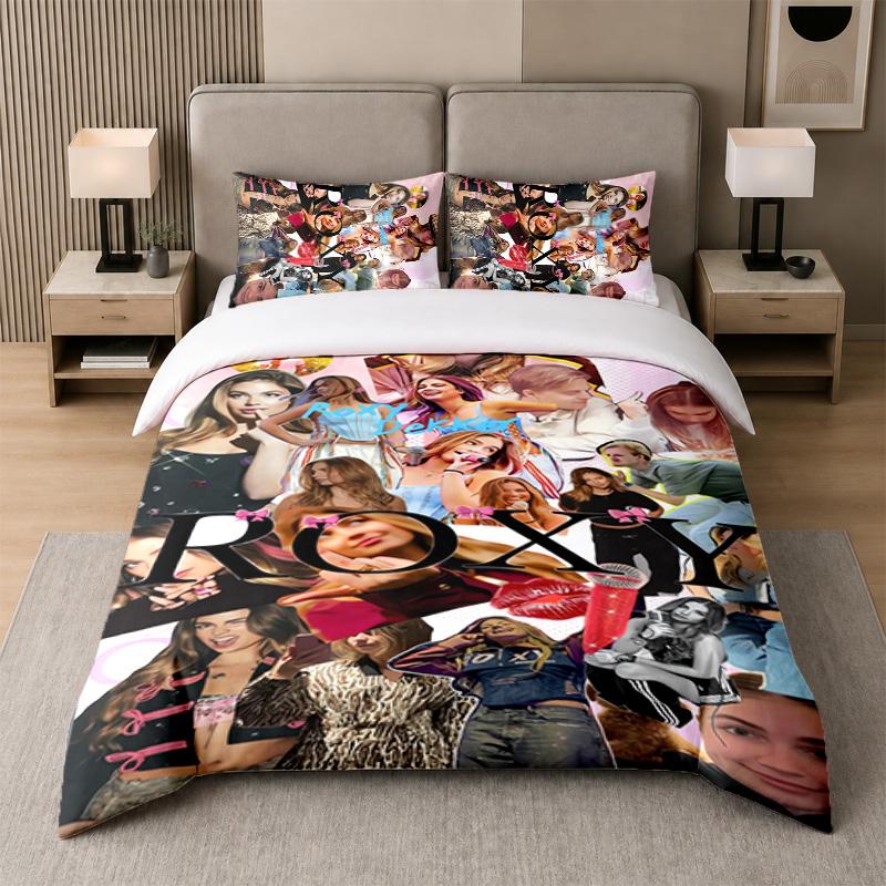 3Pcs Bed Set,Roxy Dekker 1 Duvet Cover and 2 Pillowcases, Printed Bedding Decor For Guest Room