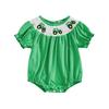Baby Girls Rompers Tractor Embroidery Round Neck Short Sleeve Infant Bodysuits Jumpsuits