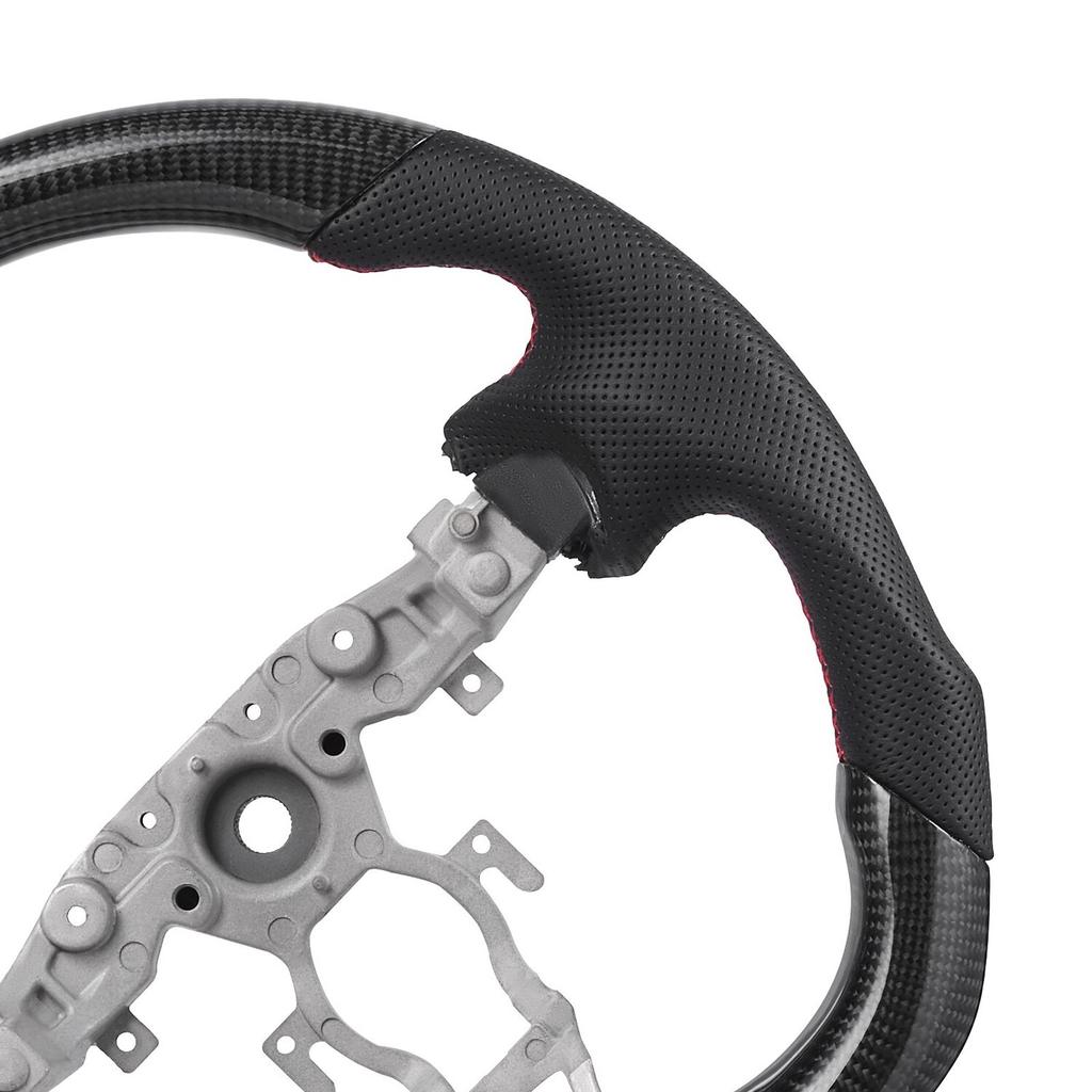 Steering Wheel for 2008-2020 Nissan 370Z, Carbon Fiber Steering Wheel D-Shaped Flat-Bottom, Leather Grip with Non-Slip Texture & Precise Stitching,