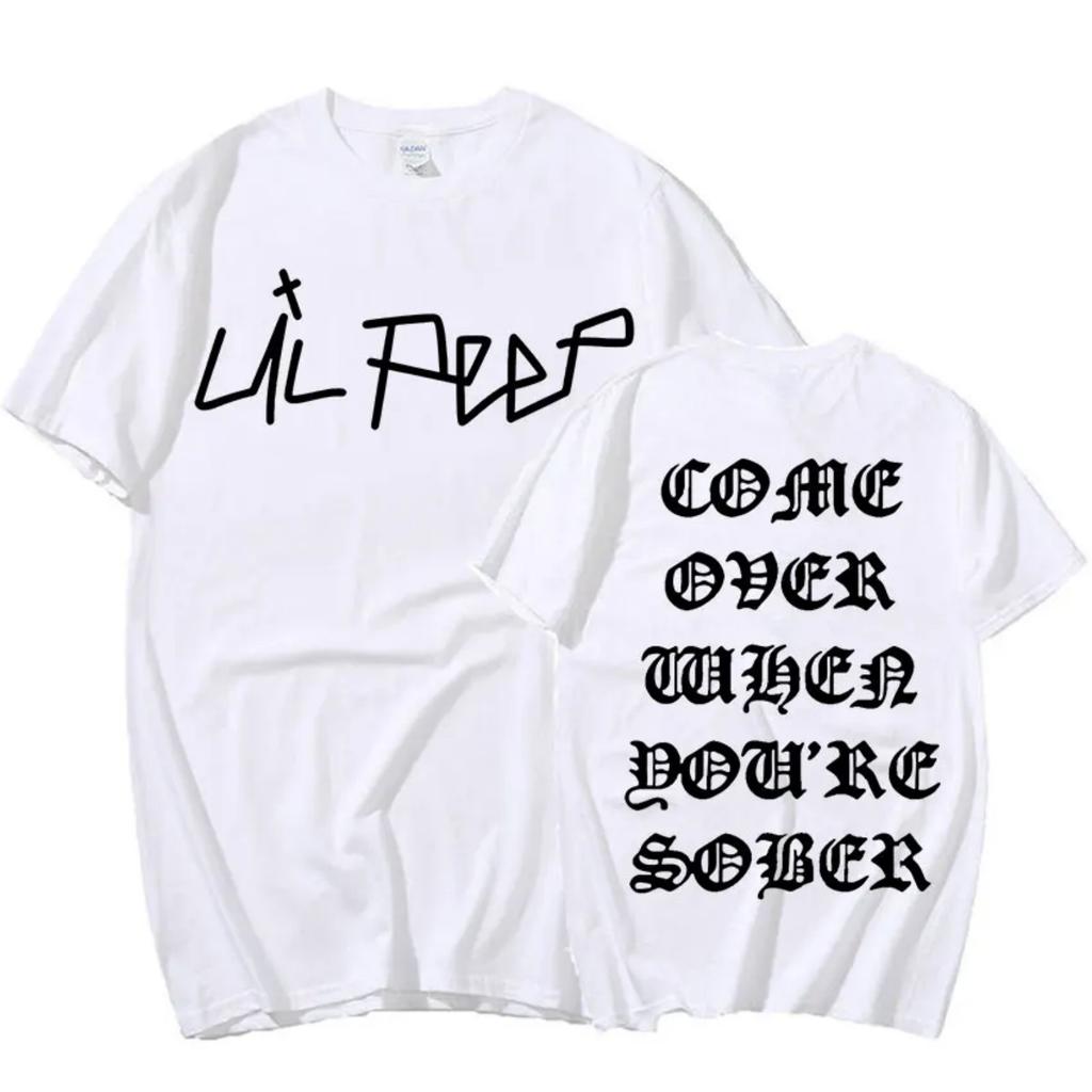 Рэпер Lil Peep Концертный принт футболки Tour Come Over When You're Sober Мужская Хип-хоп Мода Оверсайз Футболки Уличная мода