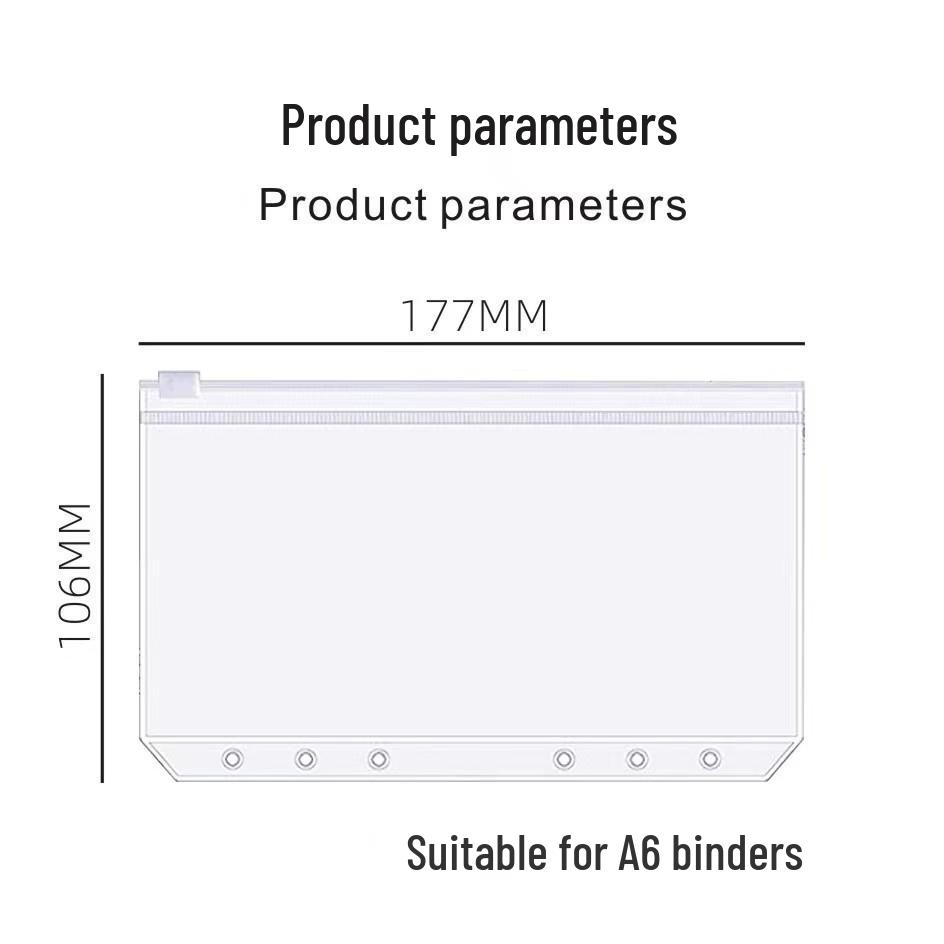 Экологичная ПВХ папка на молнии с 6 отверстиями для хранения планера формата А5/А6 - Доступна в наборах по 10, 15 или 20 штук