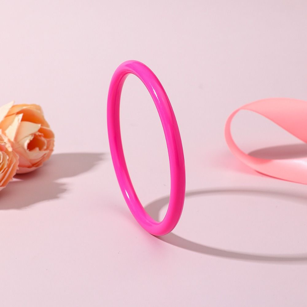 4Pcs/Set Round Stackable Bangle Multicolor Acrylic Cuff Minimalist Resin Bracelet For Women