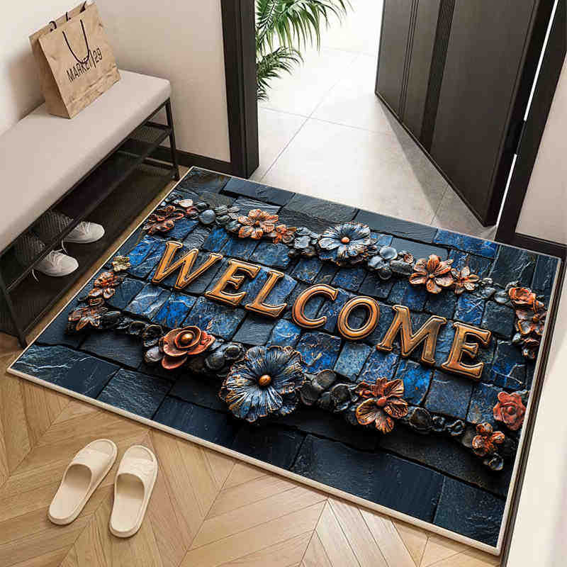 Домашний коврик в американском стиле для входной двери, скребущий грязь и почву, грязеотталкивающий, коврик из хрустального бархата, бытовой коврик, за которым легко ухаживать