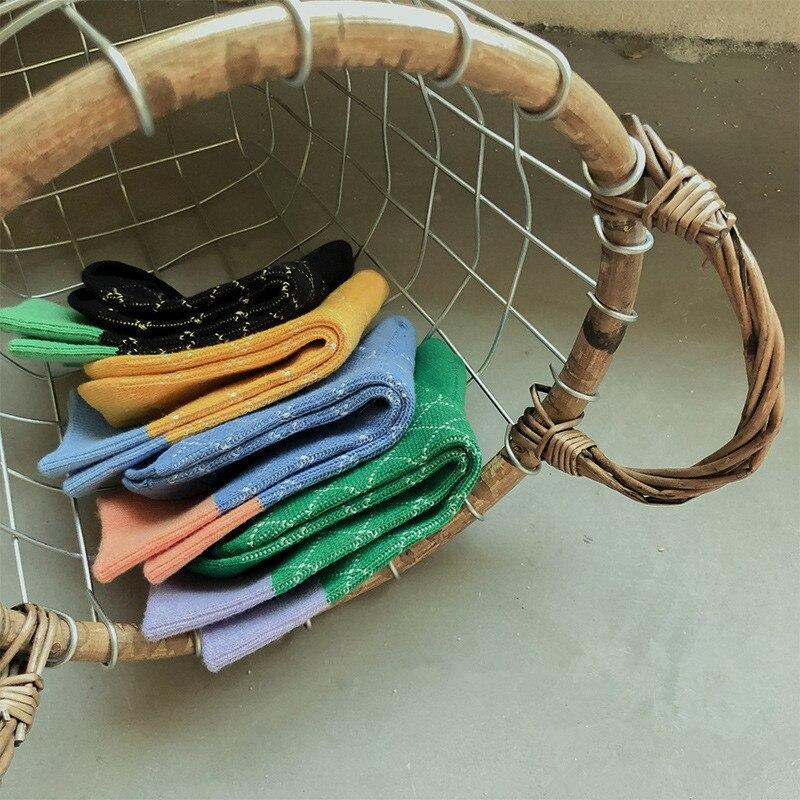 Baby Socks Vintage Plaid Calf Socks Boys Girls Toddler Contrast Color Classic Grid In Tube Socks Children Kids Long Socks 1-5Y