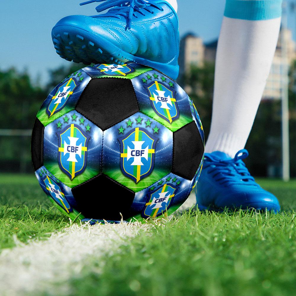 Brazil National Team CBF Size 5 Soccer Ball, Machine-Stitched PVC, Durable & High Bounce, All Ages Fit, fan merchandise, matches & outdoor use.