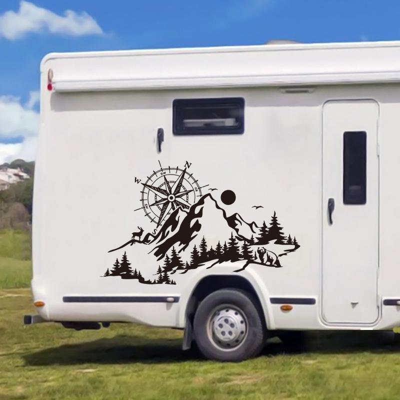 Компас Олень и Медведь в Наклейке на автомобиль The Mountaina для Camper Rv Motorhome Caravan Van Decor