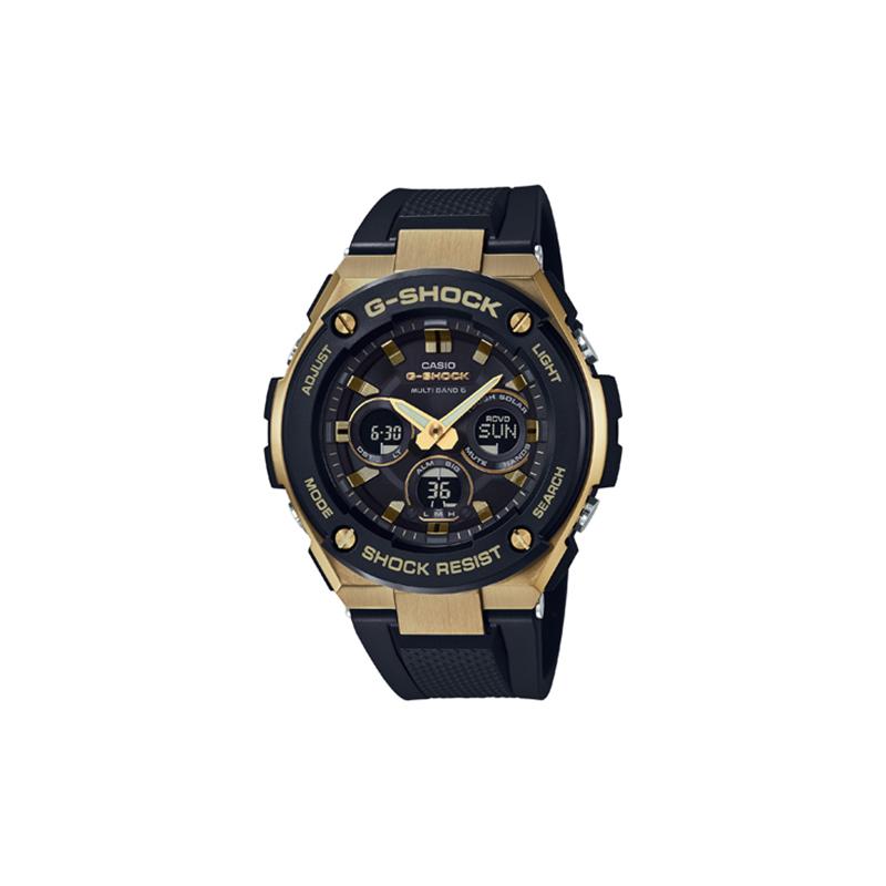 Casio Серия G-STEEL - W диск двойной дисплей 200 метров водонепроницаемый кварцевый механизм ремешок из смолы японские и корейские часы мужские часы черные GST-W300G-1A9PR