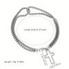 Men's Fashion Double Chain Cross Hollow Wrist Bracelet Lobster Claw Buckle Stainless Steel Bracelet Hip Hop Punk Party Jewelry
