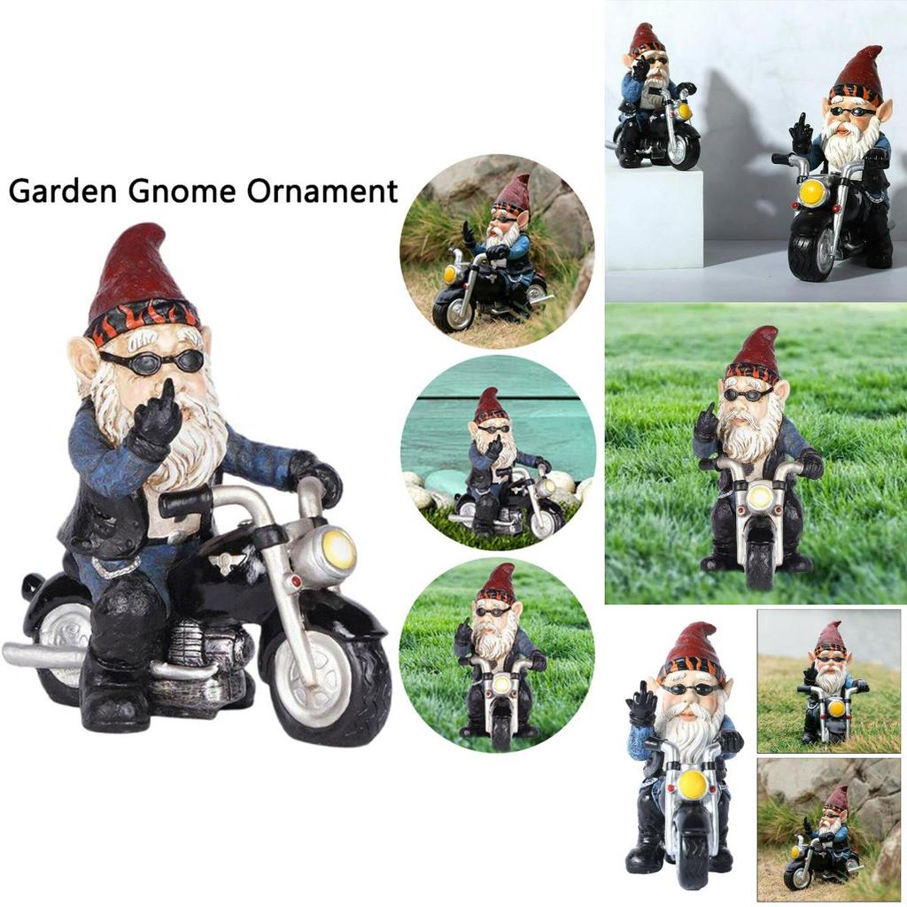 Garden Gnomes Novelty Statues Motorcycle Dwarf  Ornaments Outdoor Naughty Decor
