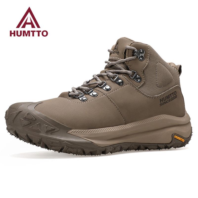 HUMTTO Outdoor Ankle Boots Men Leather Trekking Boots Non-slip Camping Trekking Men's Sports Shoes Winter Safety Sneakers
