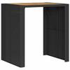 3 Piece Garden Bar Set with Cushions Black Poly Rattan & Acacia
