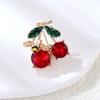 Red  Cherry Brooches For Women Classic Enamel Fruits Weddings Casual Pins