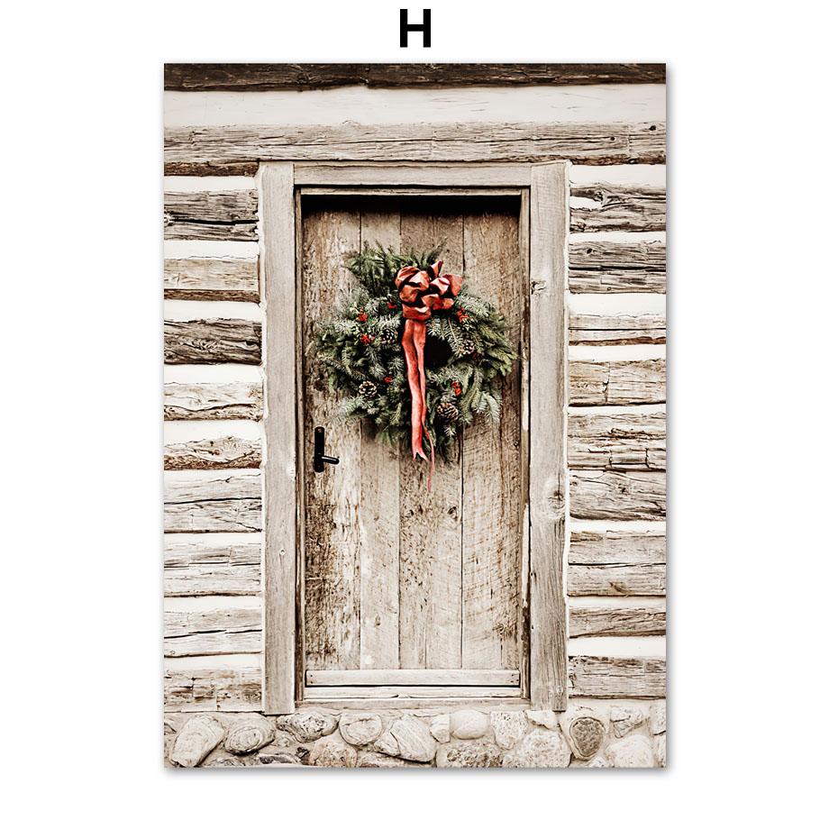 Wall Art Canvas Painting Winter Christmas Tree Deer Heart Pine Livign Room Decoration Posters And Prints Wall Pictures Home Club