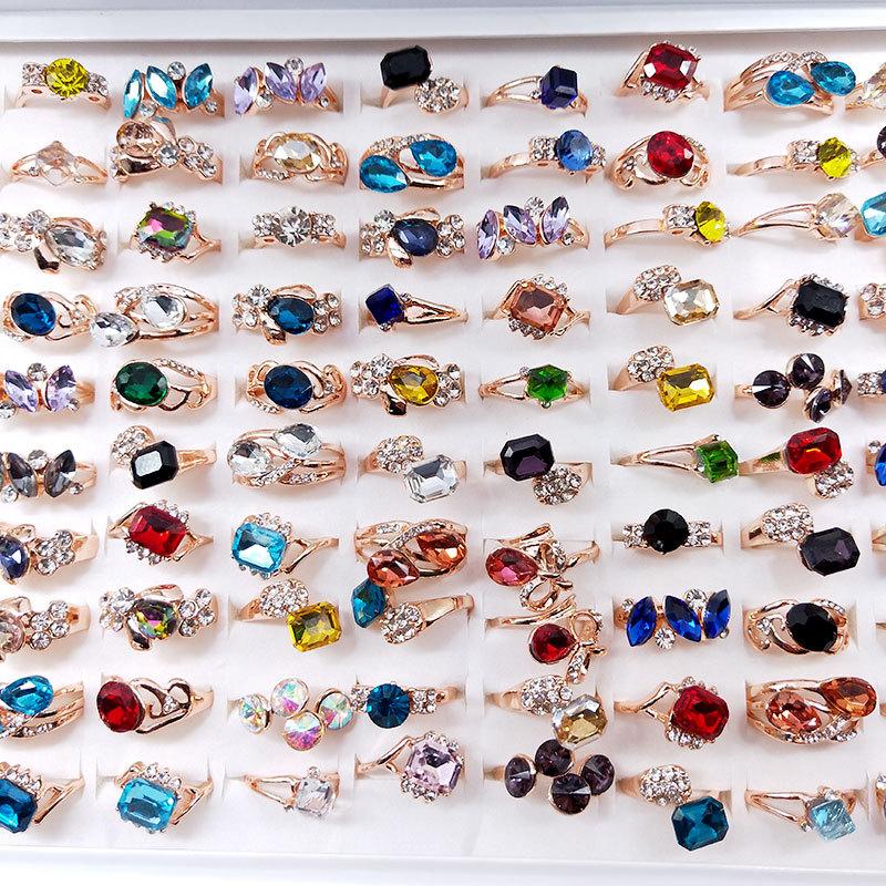 10 шт. женское кольцо с цирконием, кольцо из сплава с кристаллами