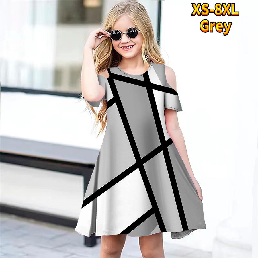 Платья с цветочным лоскутным сетчатым принтом для девочек, детское праздничное платье с открытыми плечами для девочек, платье принцессы, платье с короткими рукавами для девочек старше 4 лет