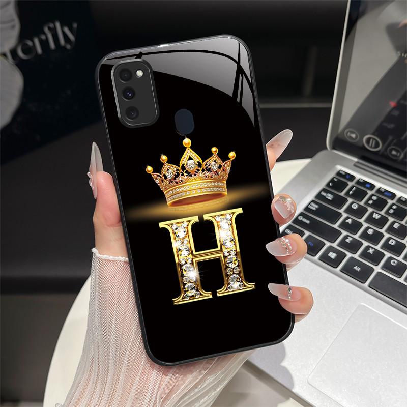 For Samsung M21 M31 M21S M31S Case Fashion Letters Hard Tempered Glass Back Covers For Samsung Galaxy M30s M 31 M 21 Phone Shell