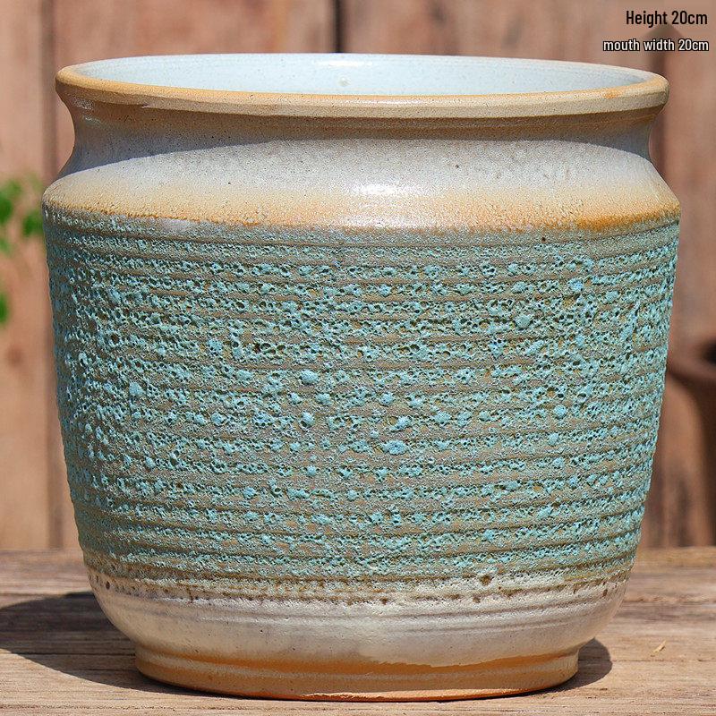 Large Ceramic Terracotta Flower Pot for Balcony and Living Room - Ideal for Succulents, Orchids, Green Radish, and Plants