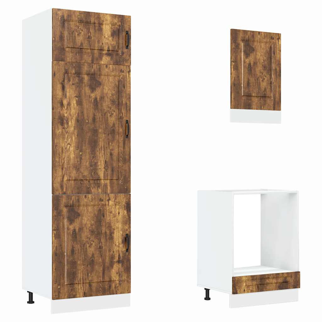 7 Piece Kitchen Cabinet Set Kalmar Smoked Oak Wood Based Panel