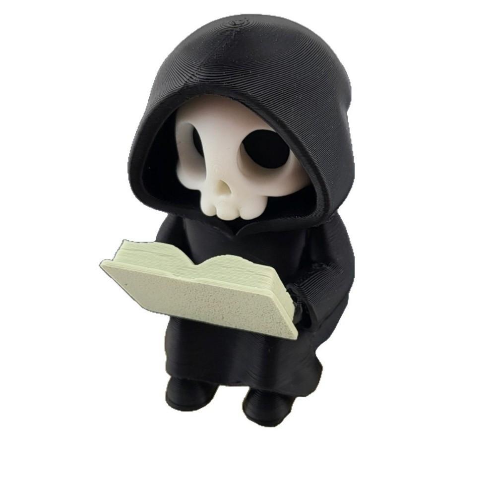Cartoon Gothic Decoration 3D Printed Reading Pose Ghost Statues Cute Ghost Ornaments Desktop Use