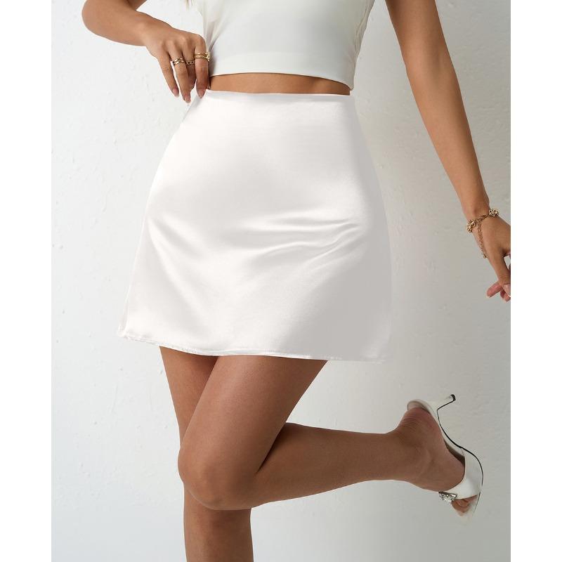 Женская атласная юбка весна-лето Юбка-трапеция Плиссированная юбка Высокая талия