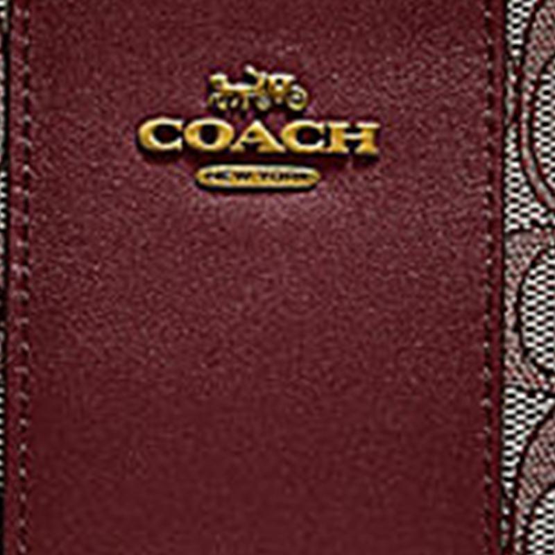 Coach Клатч-браслет из канвы с монограммой и кожаной ручкой Сумка для маджонга Маленький женский клатч Бордовый 5476-B4RH5