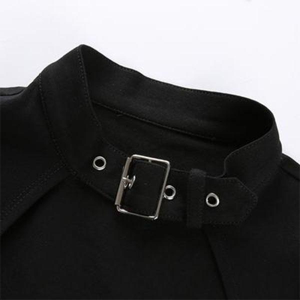 Women Fashion Punk Gothic Sexy Blouse Halter Short Sleeve Square Neck Bare Midriff Shirt Tops