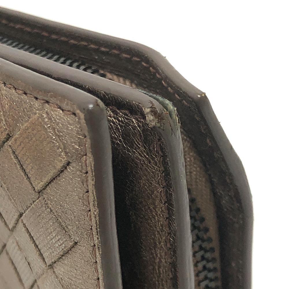 BOTTEGA VENETA Кошелек на молнии Intrecciato Складной кошелек Кожа Коричневый
