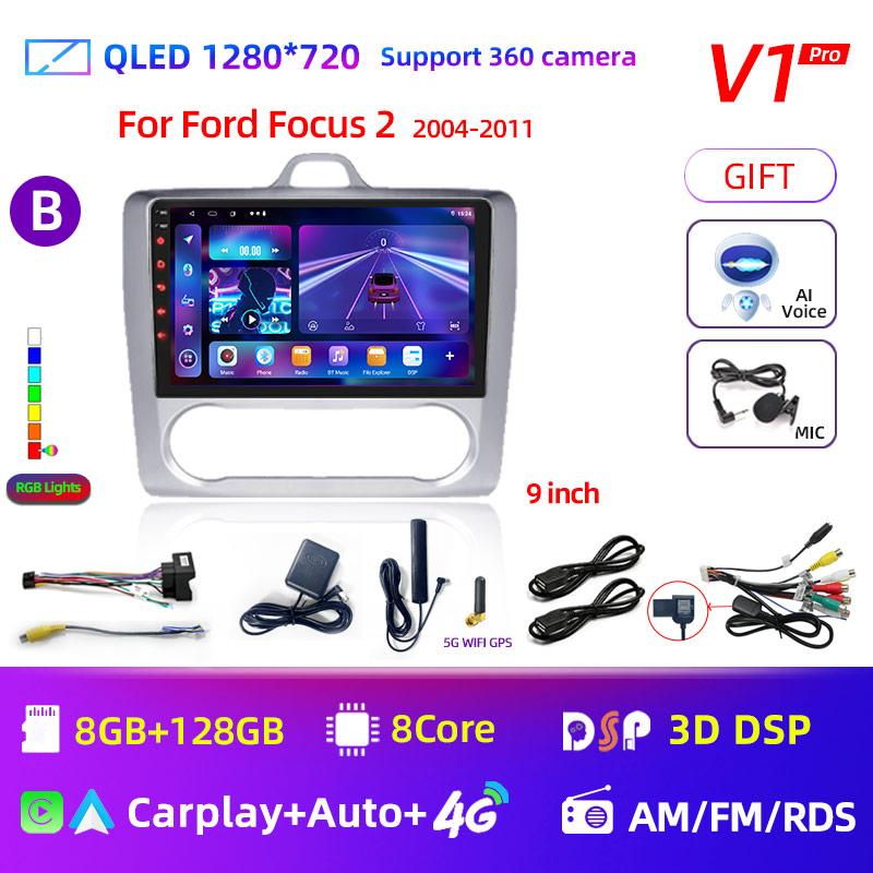 Android 12 Car Radio for Ford Focus 2 3 Mk2 Mk3 2004 2005 - 2011 Multimedia Player Navigation GPS 2Din Carplay Stereo DVD