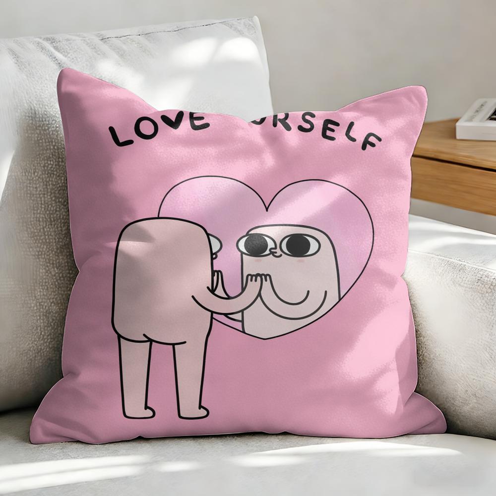 KKetnipz Cute Funny Cushion Cover Soft Plush Fabric DoubleSided Printed Sofa Cushion Cover for All Seasons Home Decor