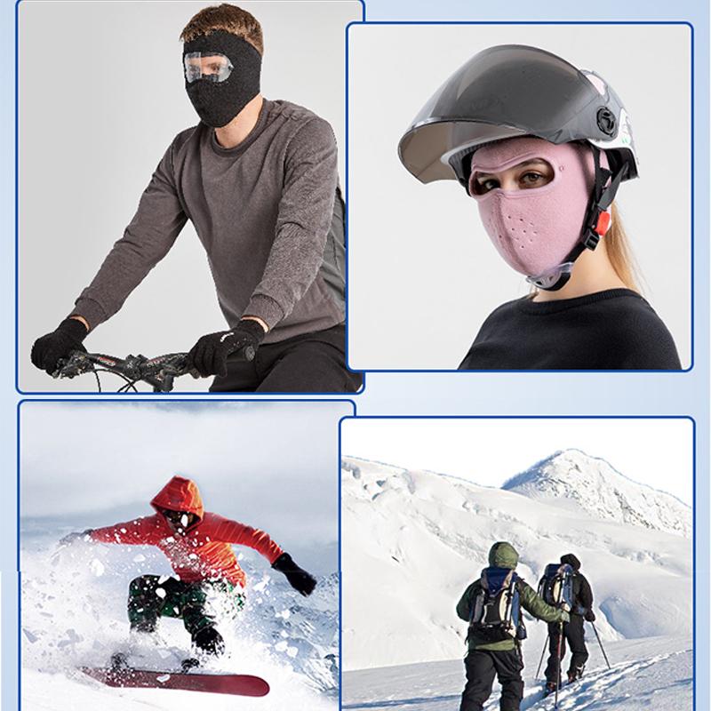 Windproof Face Warm Mask Winter Cap Ski Breathable Masks Fleece Face Shield Caps with HD Goggles Anti-fog Cycling Cap Unisex